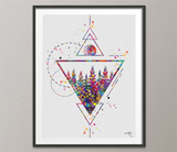 Triangle Forest Watercolor Print Housewarming Gift Wall Art Canvas Abstract Geometric Decor Minimalist Scandinavian Nordic Wall Art-657 - CocoMilla