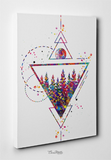 Triangle Forest Watercolor Print Housewarming Gift Wall Art Canvas Abstract Geometric Decor Minimalist Scandinavian Nordic Wall Art-657 - CocoMilla