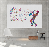 Jazz Man Music Notes Watercolor Print Musician Wall Art Poster Music Studio Saxophonist Saxophone Player Wall Decor Sax Wall Hanging-1366 - CocoMilla