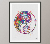 Yin Yang Tree of Life 2 Watercolor Art Print Wall Art Poster Wedding Gift Celtic Tree Love Family Giclee Housewares Buddha Zen Decor-1047 - CocoMilla
