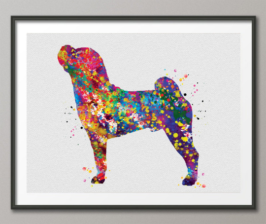 Shar Pei Watercolor Dog Print Pet Gift Pet Dog Love Friend Dog Sharpei Dog Art Animal Art Print Dog Wall Art Doglover Gift Dog Print-643 - CocoMilla
