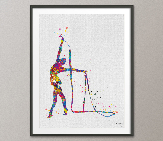 Rhythmic Gymnastics Watercolor Print Sports Art Teen Room Decor Nursery Art Sports Gift Gymnastics Gift Girls Bedroom Decor for Kids-1298 - CocoMilla