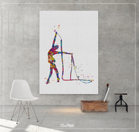 Rhythmic Gymnastics Watercolor Print Sports Art Teen Room Decor Nursery Art Sports Gift Gymnastics Gift Girls Bedroom Decor for Kids-1298 - CocoMilla