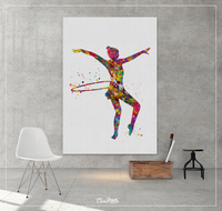 Rhythmic Gymnastics with Hoop Watercolor Print Sports Art Teen Room Decor Nursery Art Sports Gift Girls Dancer Decor Wall Art for Kids-1304 - CocoMilla