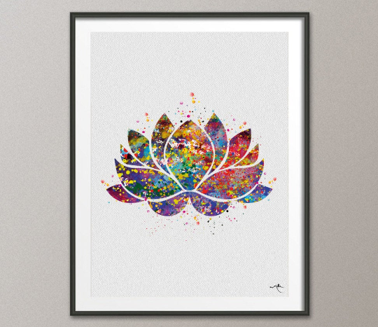 Lotus Flower Yoga Symbol Watercolor Print illustrations Art Print Wall Art Poster Giclee Wall Decor Art Home Decor Wall Hanging [NO 436] - CocoMilla