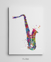 Saxophone Music Instrument Watercolor Print Saxophone Player Music Wall Art Saxophonists Jazz Geekery Nerdy Wall Hanging Music Poster-1132 - CocoMilla