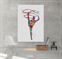 Rhythmic Gymnastics Watercolor Print Teen Room Decor Nursery Art Sports Decor Gymnastics Gift Girls Bedroom Decor Sports Art for Kids-1295 - CocoMilla