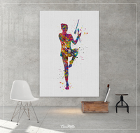 Rhythmic Gymnastics with Gymnast Clubs Watercolor Print Sports Art Teen Room Nursery Art Sports Gift Girls Dancer Wall Art for Kids-1305 - CocoMilla