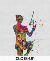 Rhythmic Gymnastics with Gymnast Clubs Watercolor Print Sports Art Teen Room Nursery Art Sports Gift Girls Dancer Wall Art for Kids-1305 - CocoMilla