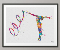 Rhythmic Gymnastics Watercolor Print Sports Art Teen Room Decor Nursery Art Sports Gift Gymnastics Gift Girls Bedroom Decor for Kids-1297 - CocoMilla