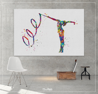 Rhythmic Gymnastics Watercolor Print Sports Art Teen Room Decor Nursery Art Sports Gift Gymnastics Gift Girls Bedroom Decor for Kids-1297 - CocoMilla