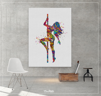 Pole Dancer Woman Girl Watercolor Print Dance Studio Sports Art Fitness Gift Sexy Show Nursery Art Dance Gift Girls Dancing Wall Art-1307 - CocoMilla