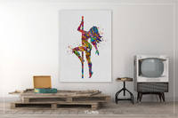 Pole Dancer Woman Girl Watercolor Print Dance Studio Sports Art Fitness Gift Sexy Show Nursery Art Dance Gift Girls Dancing Wall Art-1307 - CocoMilla