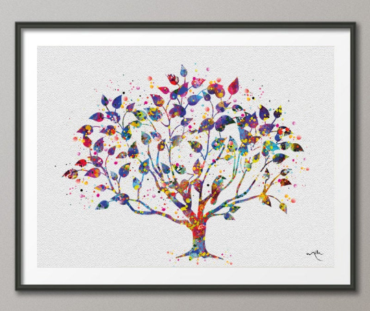 Tree 3 Nature Love Watercolor Print Wedding Gift Archival Fine Art Print Wall Decor Art Home Nursery Art Decor Wall Hanging [NO 459] - CocoMilla