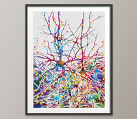 Neural Network Watercolor Print Abstract Medical Art Science Neurology Brain Cell Psychiatry Therapy Art Doctor Poster Neuron Synapses-1070 - CocoMilla