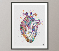 Heart Anatomy Watercolor Print Cardiology Decor Medical Art Print Science Art Print Laboratory Wall Decor Doctor Print Nerd Wall Hanging-969 - CocoMilla