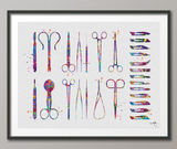 Surgical Tools Watercolor Print Medical Tools Wall Art Nurse Gift Medical Art Science Art Clinic Decor Gift for Doctor Surgeon Gift Art-1042 - CocoMilla