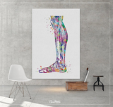 Human Leg Anatomy Watercolor Print Orthopedic Knee Ankle and Foot Physiotherapists Office Decor Medical Art Chiropractic Clinic Poster -1364 - CocoMilla