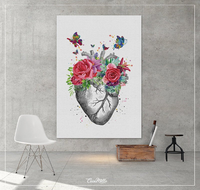 Heart Anatomy Floral Butterfly Watercolor Print Cardiology Medical Art Office Decoration Flowers Doctor Clinic Gift Nerd Wall Hanging-1353 - CocoMilla