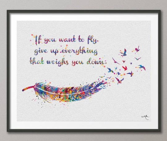 Feather and Watercolor Birds Quote Print Inspirational Wedding Gift Wall Art Poster Motivational Wall Decor Home Decor Wall Hanging-33 - CocoMilla
