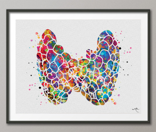 Thyroid Gland Art Watercolor Print Abstract Medical Art Science Endocrinology Art Endocrinologist Art Doctor Clinic Endocrine System -542 - CocoMilla