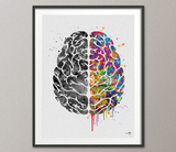 Creative Brain Watercolor Print Medical Art Science Art Geek Nerd Neurology Wall Art Artistic Brain Left Right Brain Poster Wall Decor-1118 - CocoMilla