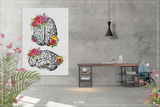 Brain Floral Watercolor Print Flowers Cerebrum Medical Art Neurology Doctor Gift Nurse Psychology Clinic Office Decor Neuroscience Art-1352 - CocoMilla