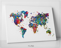 Watercolor WORLD Map illustrations Art Print Travel Art Wall Wedding Gift Poster Giclee Wall Decor Art Home Decor Wall Hanging [No 59] - CocoMilla