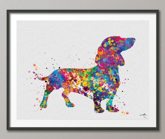 Dachshund Dog Watercolor Print Dog Lovers Gift Dog Teckel Doxie Art Print Children's Wall Art Wall Decor Art Home Decor Wall Hanging-1221 - CocoMilla