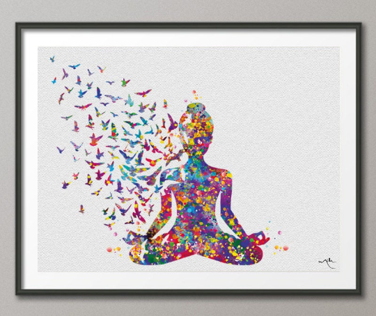 Yoga Art, Yogi, Yoga Poster, Yoga Pose, Yoga Print, Yoga Woman Watercolor, Yoga Studio, Sukhasana Pose, Yoga Wall Decor, Yoga Gift, Yoga-899 - CocoMilla