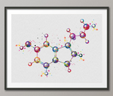 Serotonin Molecule Art Watercolor Print Medical Art Happiness Molecule Symbol Wall Art Nerd Science Art Biology Chemistry Science Decor-1520 - CocoMilla