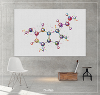 Serotonin Molecule Art Watercolor Print Medical Art Happiness Molecule Symbol Wall Art Nerd Science Art Biology Chemistry Science Decor-1520 - CocoMilla