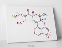 LSD Molecule Watercolor Print Chemical Molecule Symbol Wall Art Nerd Science Art Biology Medical Art Chemistry Laboratory Medical Decor-1645 - CocoMilla