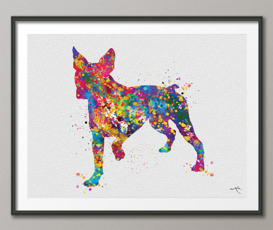 Boston Terrier Watercolor Print Personalised Gift Pet Add Best Doglover Gift Veterinary Decor Terrier Art Pet Animal Dog Poster Dog Art-1593 - CocoMilla