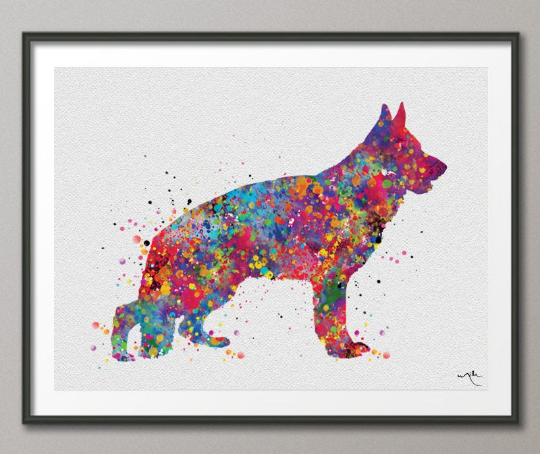 German Shepherd Dog Watercolor Dog Print Dog Gift Pet Dog Love Puppy Friend Police Dog Animal Dog Poster Dog Art Wall Hanging Wall Decor-207 - CocoMilla