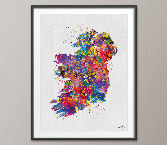 Ireland Watercolor Map illustrations Art Print Wall Wedding Gift Poster irish map Wall Decor Art Home Decor Wall Hanging [NO 391] - CocoMilla