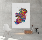 Ireland Watercolor Map illustrations Art Print Wall Wedding Gift Poster irish map Wall Decor Art Home Decor Wall Hanging [NO 391] - CocoMilla