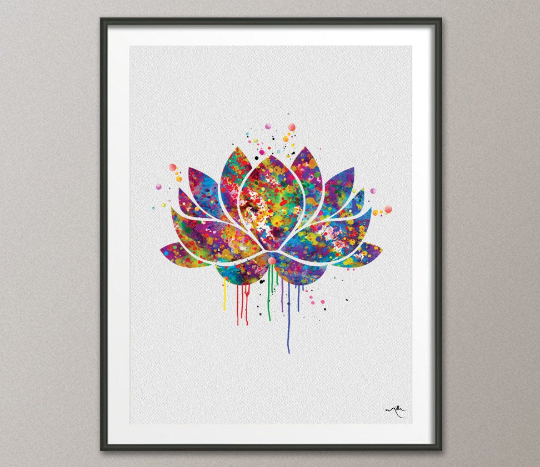 Lotus Flower Art Yoga Symbol Watercolor Print Yoga Studio Art Print Wall Art Poster Yoga Decor Wall Decor Home Decor Wall Hanging-711 - CocoMilla