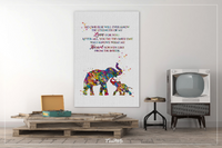 Mother and Baby Elephant Quote Watercolor Print Art Nursery Wall Art Wall Hanging No One Else For Kids Decor Home Decor Wall Hanging-1588 - CocoMilla