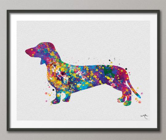 Dachshund Dog Watercolor Print Fine Art Dachshund Painting Print Children's Wall Art Dog Lover Doxie Teckel Sausage Dog Art Dog Art-357 - CocoMilla