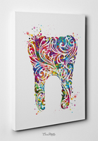 Tooth Floral Art Watercolor Print Medical Art Surgeon Dental Clinic Decor Gift Dental Dentist Dentistry Office Dental Hygienist Art-693 - CocoMilla