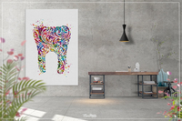 Tooth Floral Art Watercolor Print Medical Art Surgeon Dental Clinic Decor Gift Dental Dentist Dentistry Office Dental Hygienist Art-693 - CocoMilla