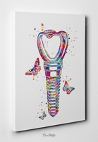 Dental Implant Art Watercolor Print Tooth Anatomical Dental Clinic Decor Dentistry Student Science Graduaiton Dentist Gift Doctor Art-721 - CocoMilla