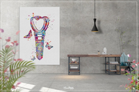 Dental Implant Art Watercolor Print Tooth Anatomical Dental Clinic Decor Dentistry Student Science Graduaiton Dentist Gift Doctor Art-721 - CocoMilla