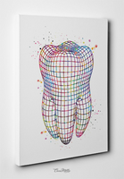 Tooth Geometrical Art Watercolor Print Medical Art Molar Teeth Dental Clinic Office Dentist Tech interior Gift Dentista Canvas Wall Art-1201 - CocoMilla