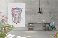 Tooth Geometrical Art Watercolor Print Medical Art Molar Teeth Dental Clinic Office Dentist Tech interior Gift Dentista Canvas Wall Art-1201 - CocoMilla