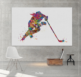 Ice Hockey Player Girl Watercolor Print Ice Skating Skater Female Woman Mom Wall Art Dorm Decor Hockey Team Coach Sports Wall Art Decor-1511 - CocoMilla
