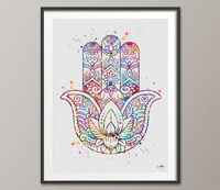 Hamsa Hand Kabbalah Hand Watercolor Art Print Art Wall Art Poster Art Wedding Gift Protection Poster Protective Hand Wall Hanging-389 - CocoMilla
