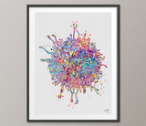 T-Cell Watercolor Print Immune Cells Medical Art Science Histology T Cells Biology Art Oncology immunology Clinic Office Cancer Chemo-1472 - CocoMilla