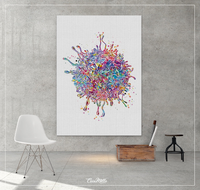 T-Cell Watercolor Print Immune Cells Medical Art Science Histology T Cells Biology Art Oncology immunology Clinic Office Cancer Chemo-1472 - CocoMilla